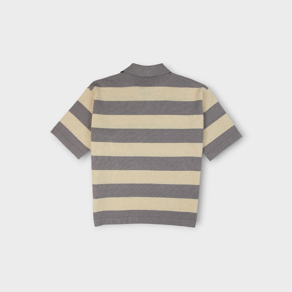 Stone Island strik i ivory melange med stribet krave