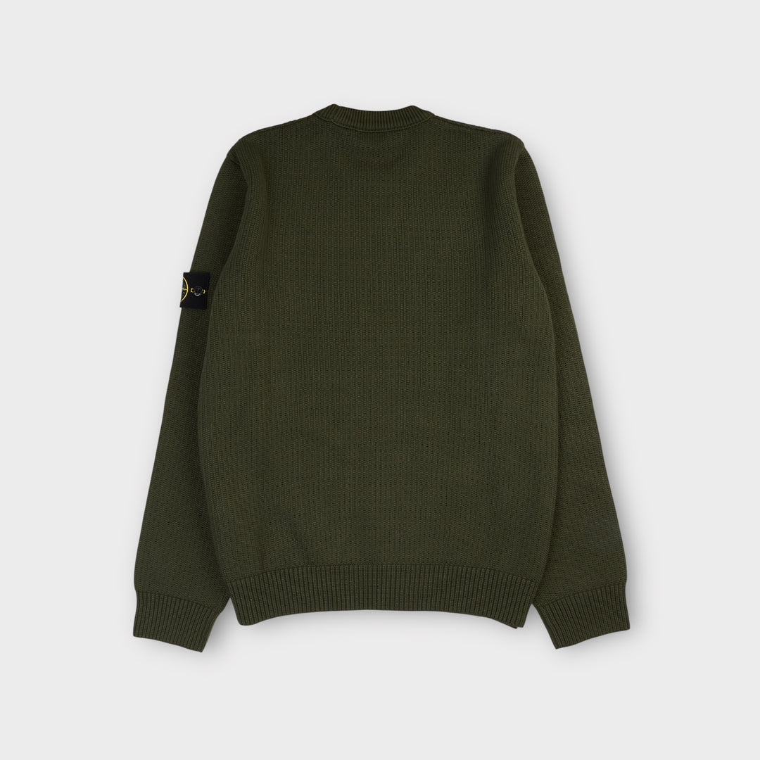 Striktrøje i military green fra Stone Island med kompaslogo