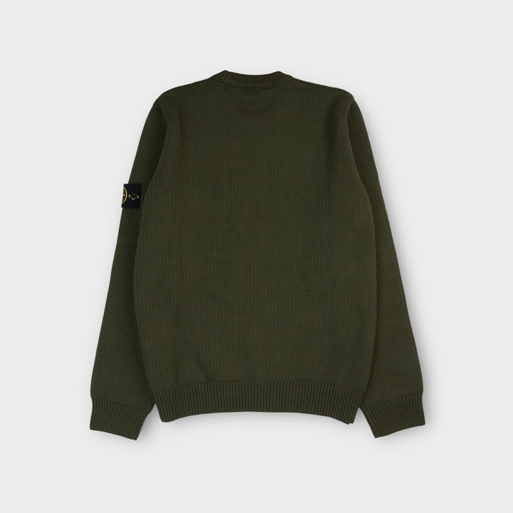 Striktrøje i military green fra Stone Island med kompaslogo