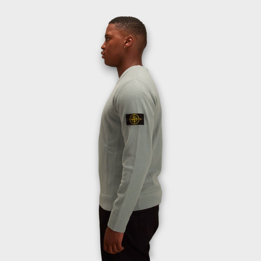 Stone Island 526A1 Uld Crewneck I Lys Grøn