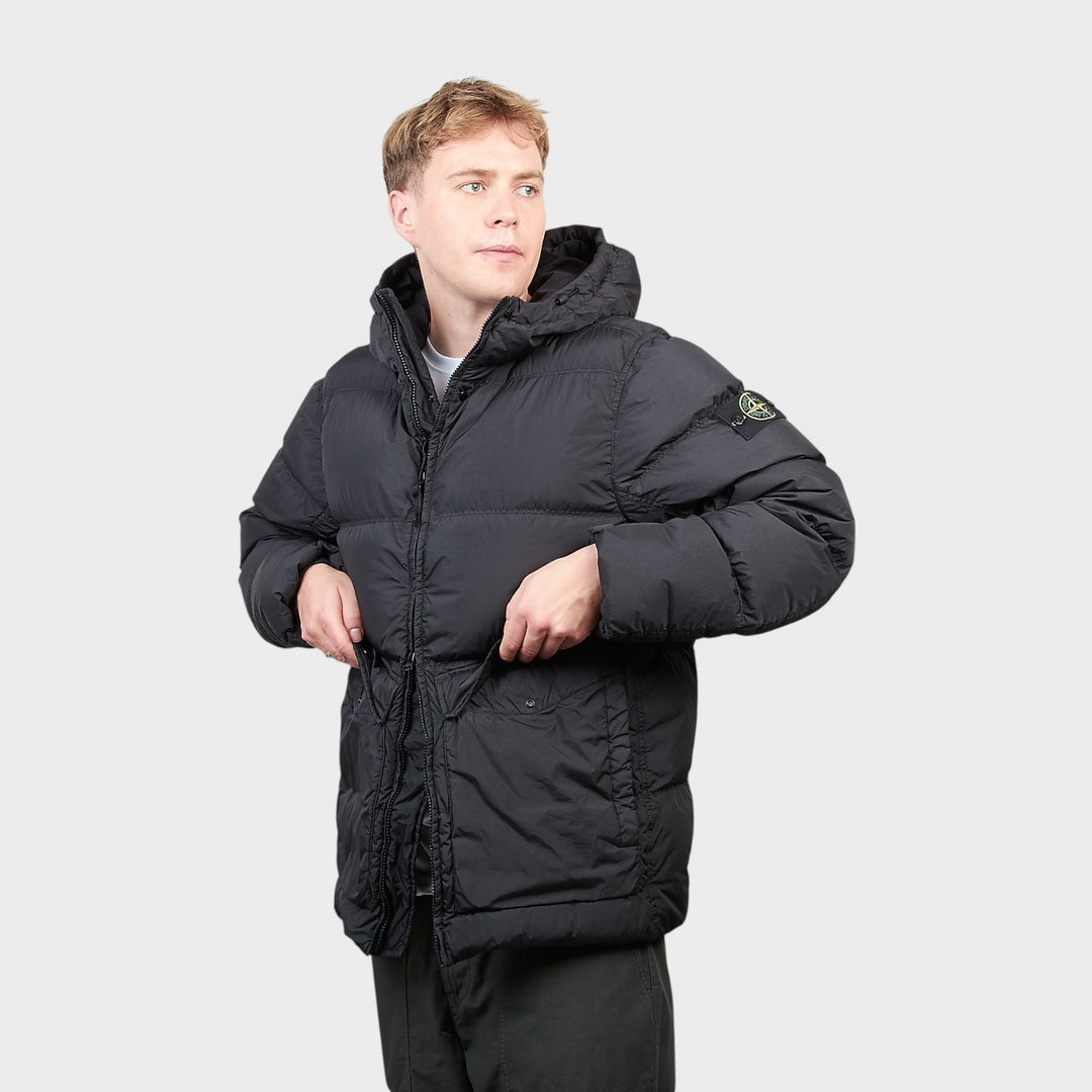 Teknisk Stone Island dunjakke med resin coating