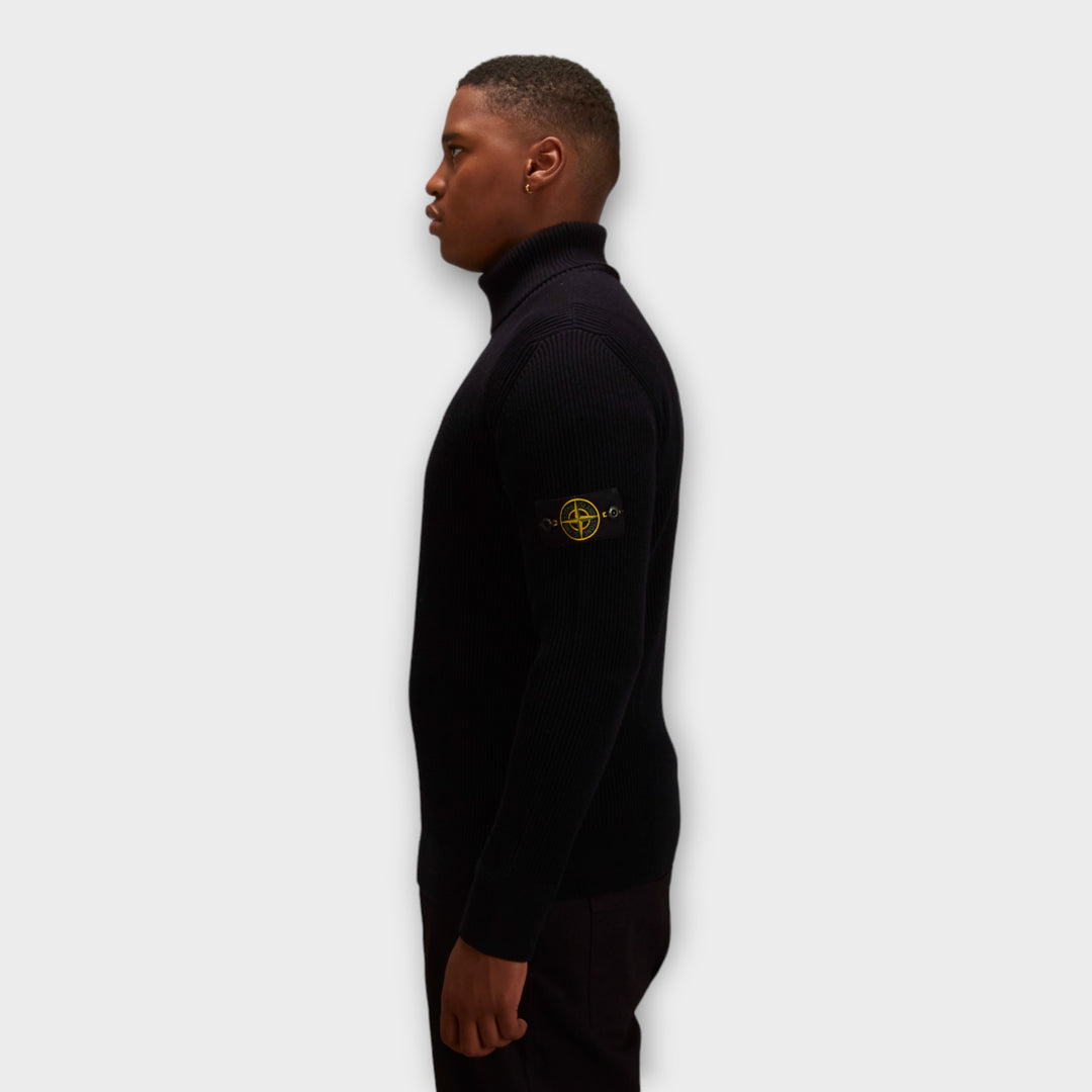 Stone Island 552C2 Rib Knit Turtleneck In Navy