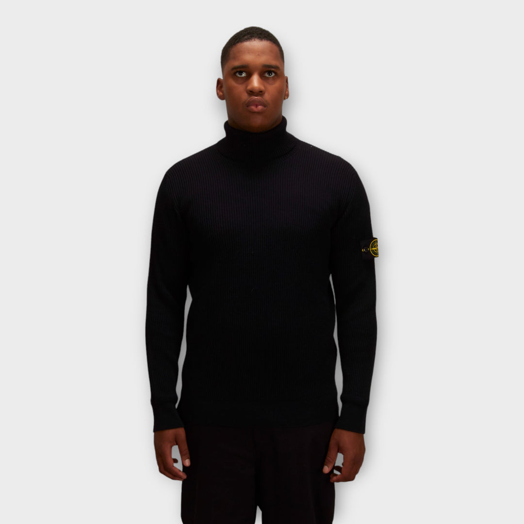 Stone Island 552C2 Rib Knit Turtleneck In Navy