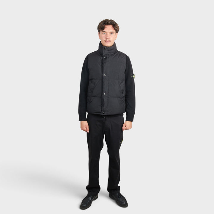 Stone Island Wind-Resistant Crinkle Reps Nylon Vest i Sort