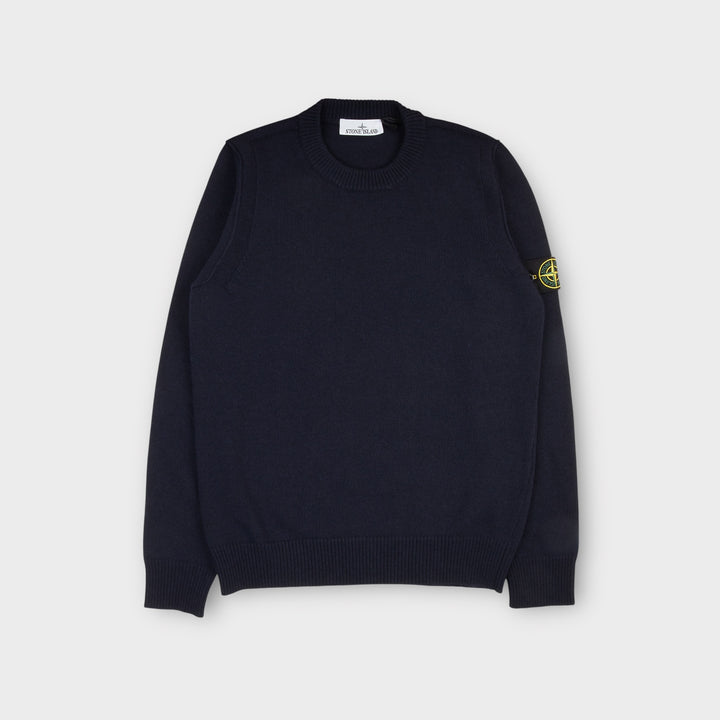 Klassisk navy uldtrøje fra Stone Island med kompasbadge