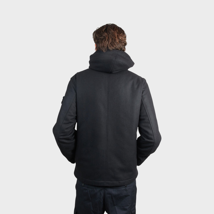 Stone Island Wool Nylon Flannel Ghost Jacket i Sort