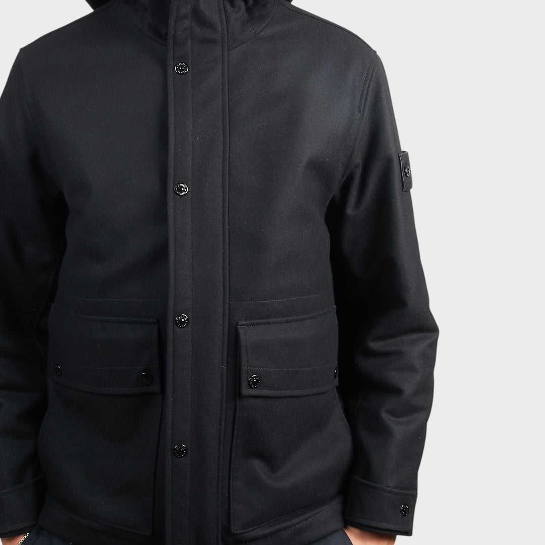 Stone Island Wool Nylon Flannel Ghost Jacket i Sort