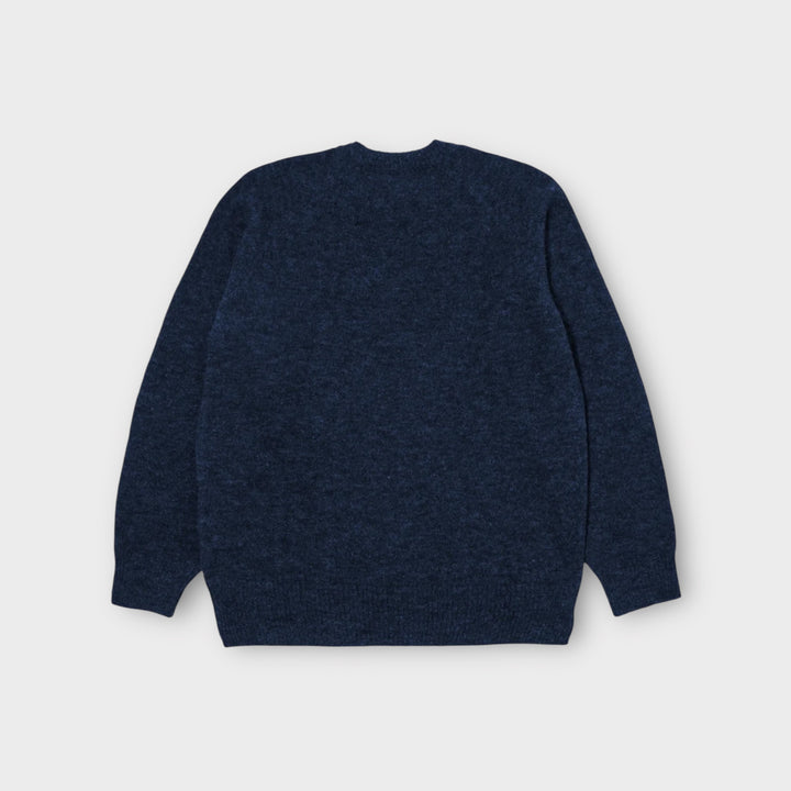 Universal Works Alpaca Strik Lyon Crew i Navy til herre