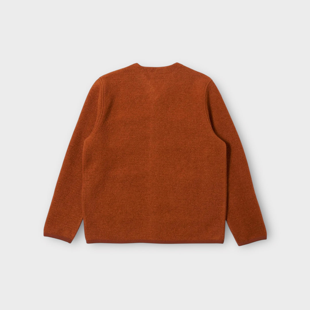 Detalje af Universal Works Wool Fleece Cardigan i Rust