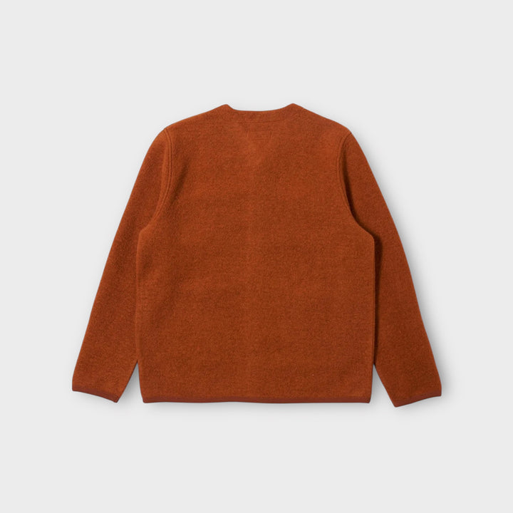 Detalje af Universal Works Wool Fleece Cardigan i Rust