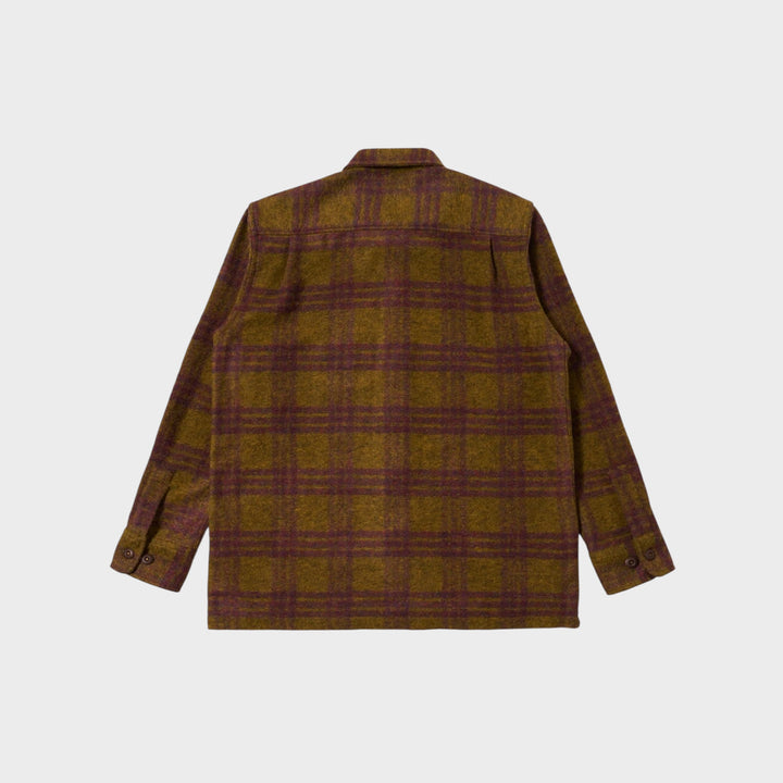 Ternet Universal Works Dam Check Fatique Shirt i gyldne nuancer