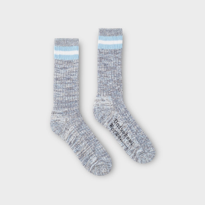 Universal Works Everyday Stripe Cotton Strømper i Cornish Blue