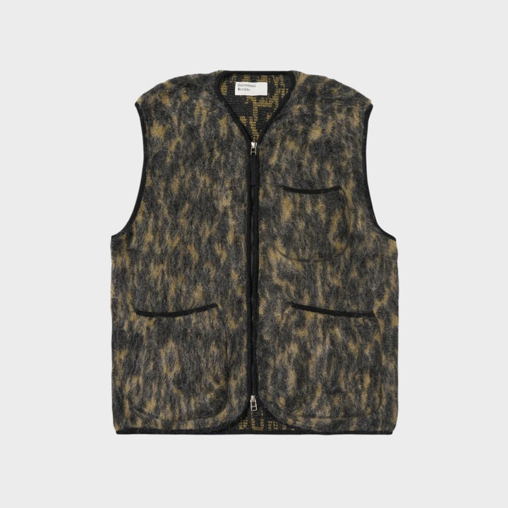 Universal Works Zip Dolce Fleece Vest i Charcoal fra Le Fix