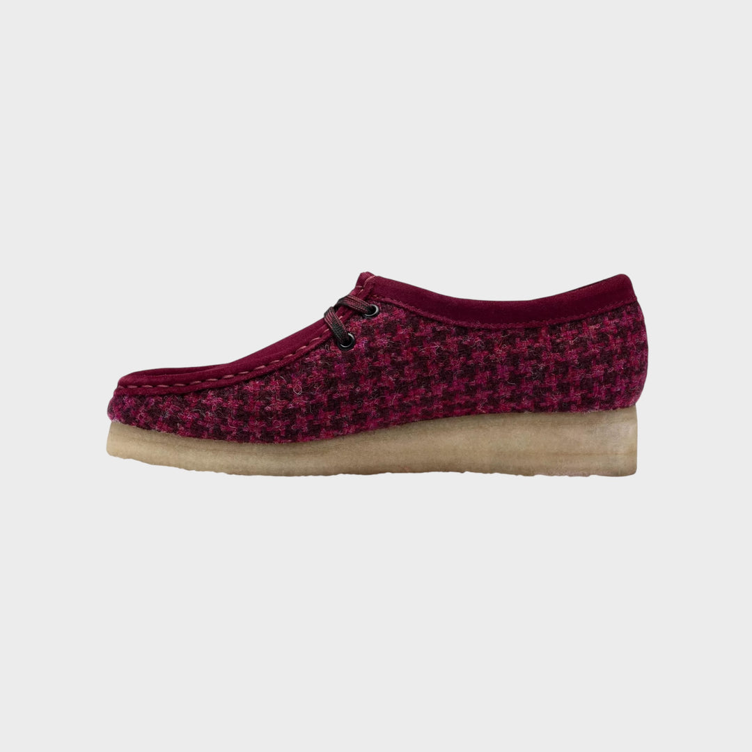 Wallabee sko med Harris Tweed kvartpaneler i lilla